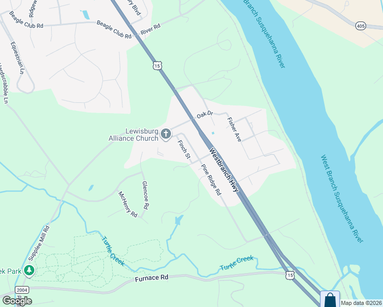 map of restaurants, bars, coffee shops, grocery stores, and more near 172 Pine Ridge Road in Lewisburg