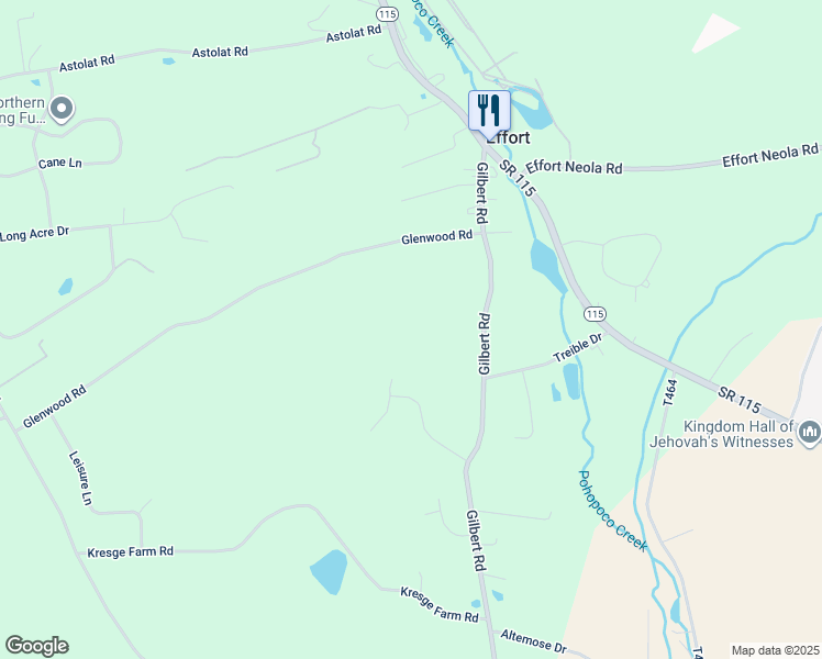 map of restaurants, bars, coffee shops, grocery stores, and more near 935 Gilbert Road in Effort