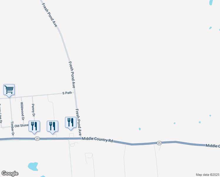 map of restaurants, bars, coffee shops, grocery stores, and more near 4234 Middle Country Road in Calverton