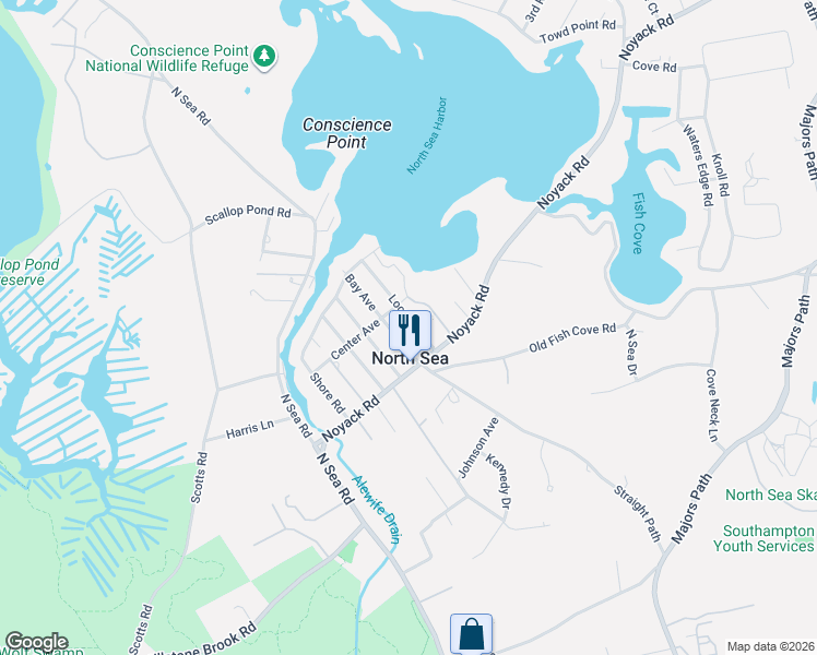 map of restaurants, bars, coffee shops, grocery stores, and more near 19 Locust Avenue in Southampton