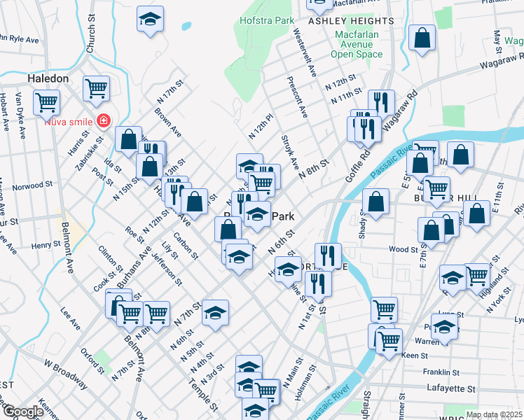 map of restaurants, bars, coffee shops, grocery stores, and more near in Prospect Park
