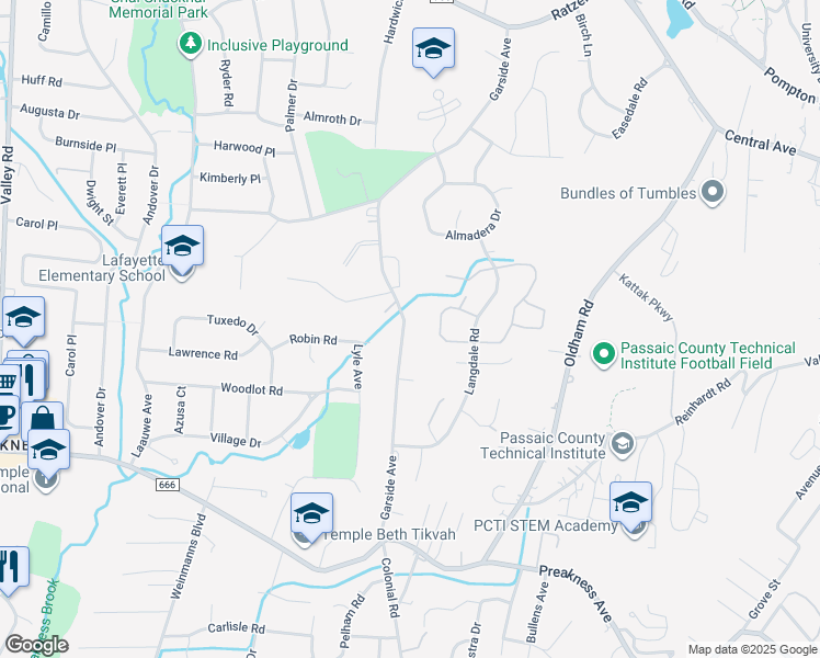 map of restaurants, bars, coffee shops, grocery stores, and more near 94 Garside Avenue in Wayne
