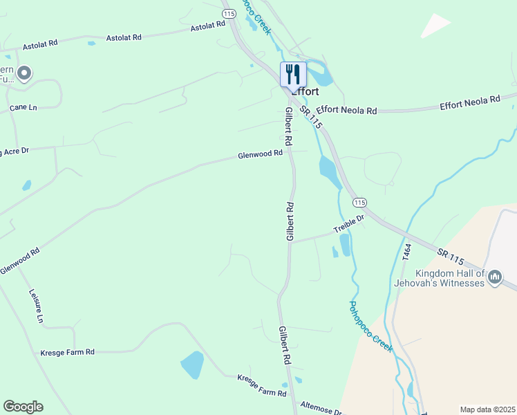 map of restaurants, bars, coffee shops, grocery stores, and more near 935 Gilbert Road in Effort
