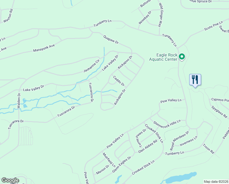 map of restaurants, bars, coffee shops, grocery stores, and more near Caddo Drive in Luzerne
