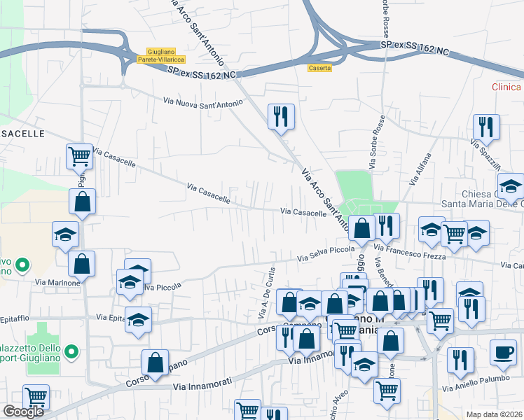 map of restaurants, bars, coffee shops, grocery stores, and more near 13 Via Casacelle in Giugliano In Campania