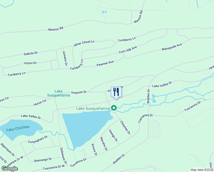 map of restaurants, bars, coffee shops, grocery stores, and more near Iriquois Circle in Hazleton