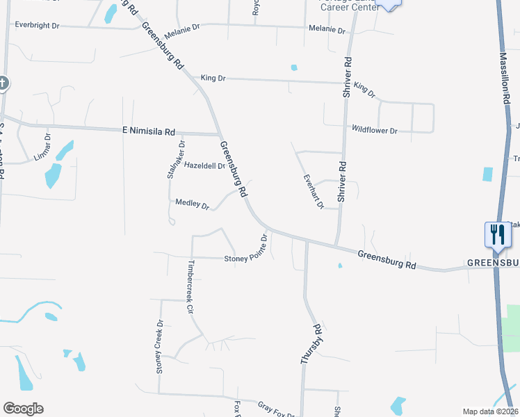 map of restaurants, bars, coffee shops, grocery stores, and more near 1809 Greensburg Road in North Canton