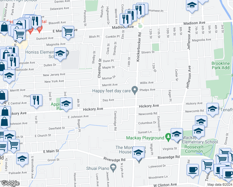 map of restaurants, bars, coffee shops, grocery stores, and more near 310 Phelps Avenue in Bergenfield