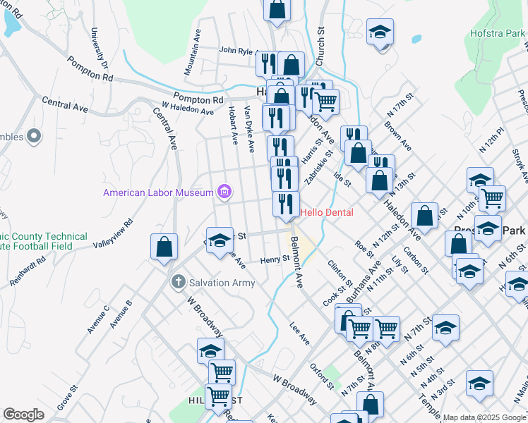 map of restaurants, bars, coffee shops, grocery stores, and more near 22 Norwood Street in Haledon