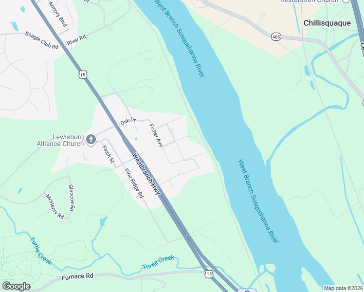 map of restaurants, bars, coffee shops, grocery stores, and more near 315 Skyline Avenue in Lewisburg