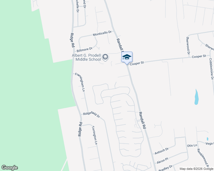 map of restaurants, bars, coffee shops, grocery stores, and more near 592 Leisure Drive in Ridge