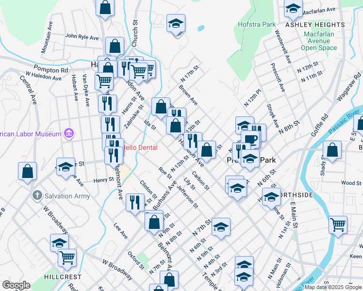 map of restaurants, bars, coffee shops, grocery stores, and more near 286 Haledon Avenue in Prospect Park