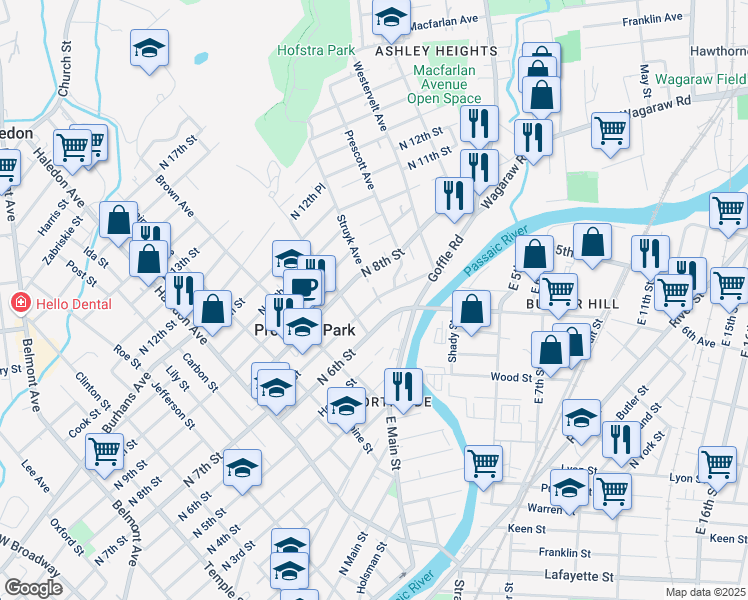 map of restaurants, bars, coffee shops, grocery stores, and more near 373 North 7th Street in Prospect Park