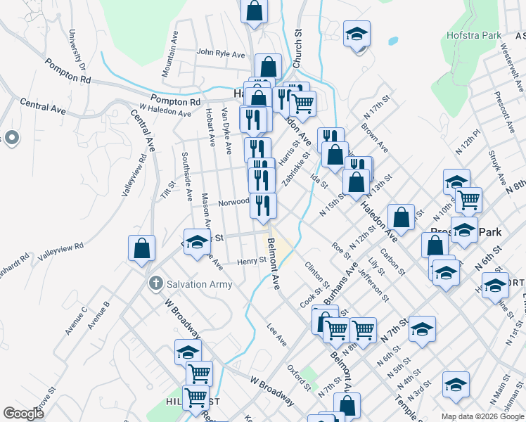 map of restaurants, bars, coffee shops, grocery stores, and more near 12 Zabriskie Street in Haledon