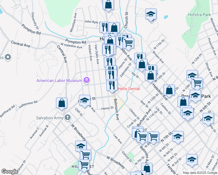 map of restaurants, bars, coffee shops, grocery stores, and more near 22 Norwood Street in Haledon