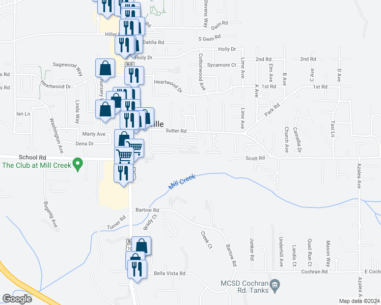 map of restaurants, bars, coffee shops, grocery stores, and more near 1721 Sandpiper Lane in McKinleyville