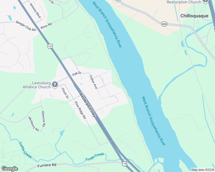 map of restaurants, bars, coffee shops, grocery stores, and more near 315 Skyline Avenue in Lewisburg