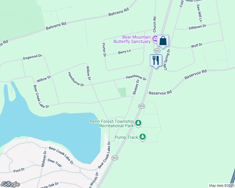 map of restaurants, bars, coffee shops, grocery stores, and more near 167 Willow Dr in Jim Thorpe