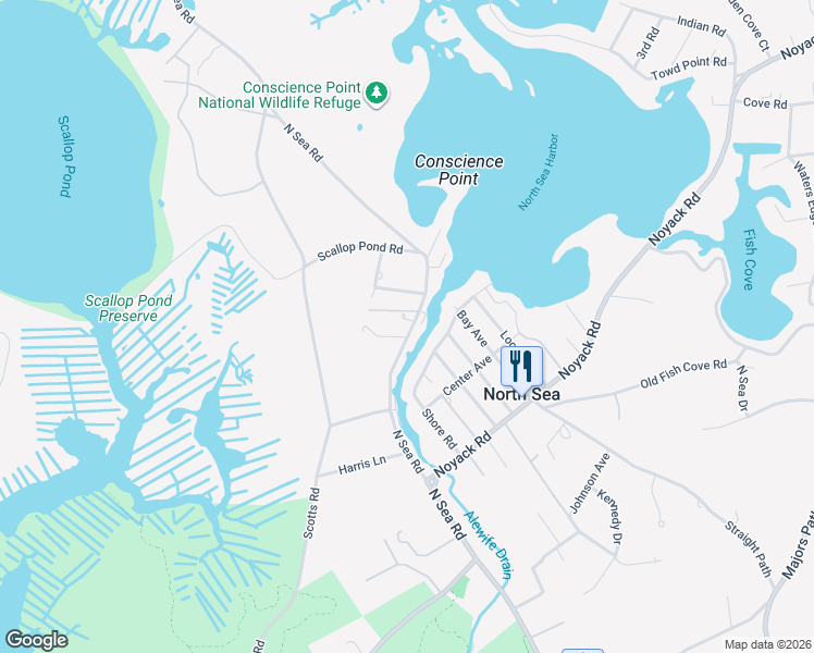 map of restaurants, bars, coffee shops, grocery stores, and more near 1917 North Sea Road in Southampton