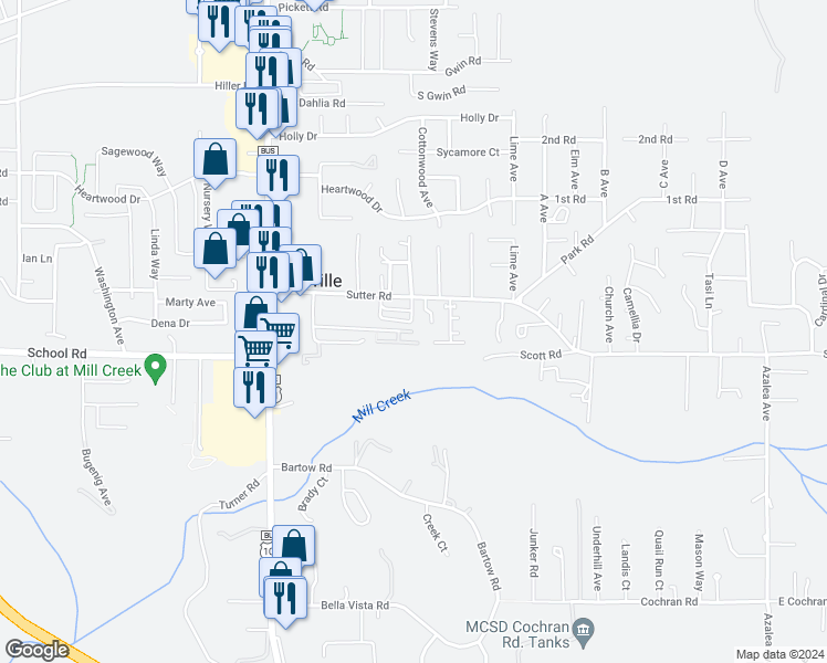 map of restaurants, bars, coffee shops, grocery stores, and more near 1859 Sandpiper Lane in McKinleyville