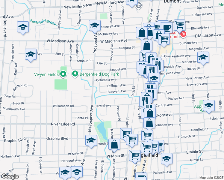 map of restaurants, bars, coffee shops, grocery stores, and more near 81 Blauvelt Avenue in Bergenfield