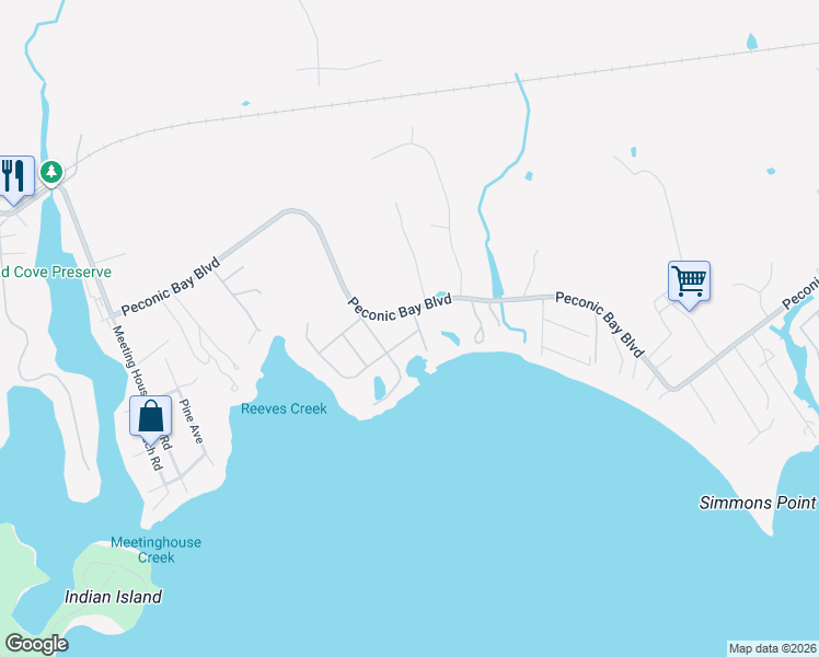 map of restaurants, bars, coffee shops, grocery stores, and more near 4 Leafy Way in Riverhead