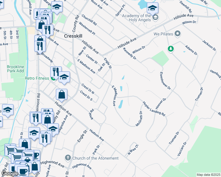 map of restaurants, bars, coffee shops, grocery stores, and more near 78 Engle Street in Cresskill