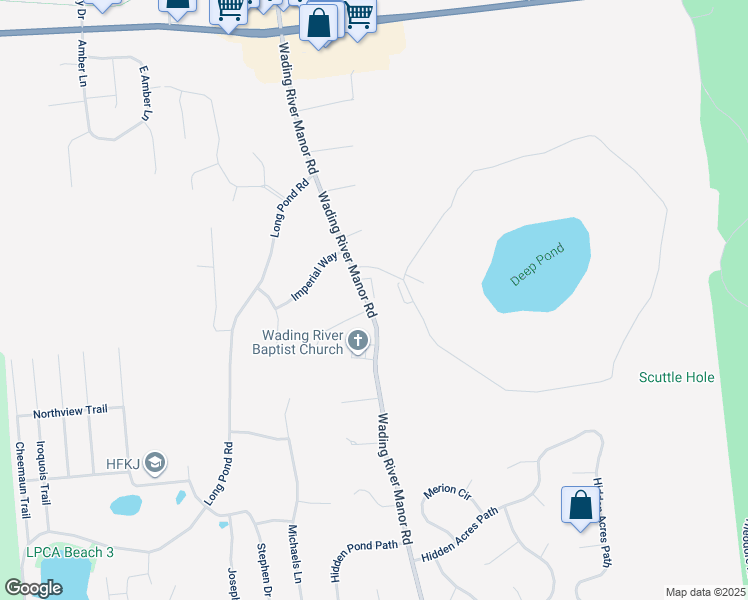 map of restaurants, bars, coffee shops, grocery stores, and more near 6 Cotton Tail Court in Wading River
