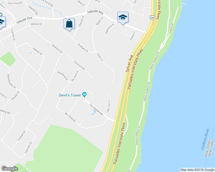 map of restaurants, bars, coffee shops, grocery stores, and more near 30 Tulip Tree Lane in Alpine