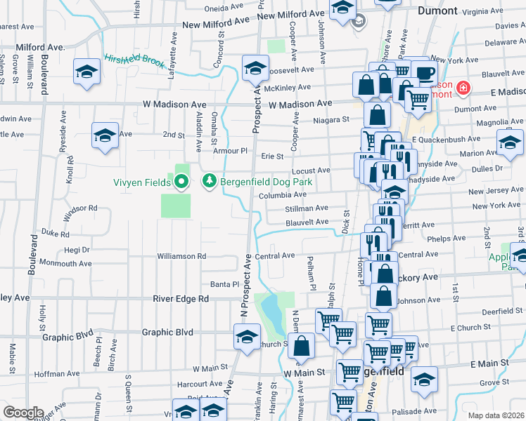 map of restaurants, bars, coffee shops, grocery stores, and more near 15 Walters Street in Bergenfield