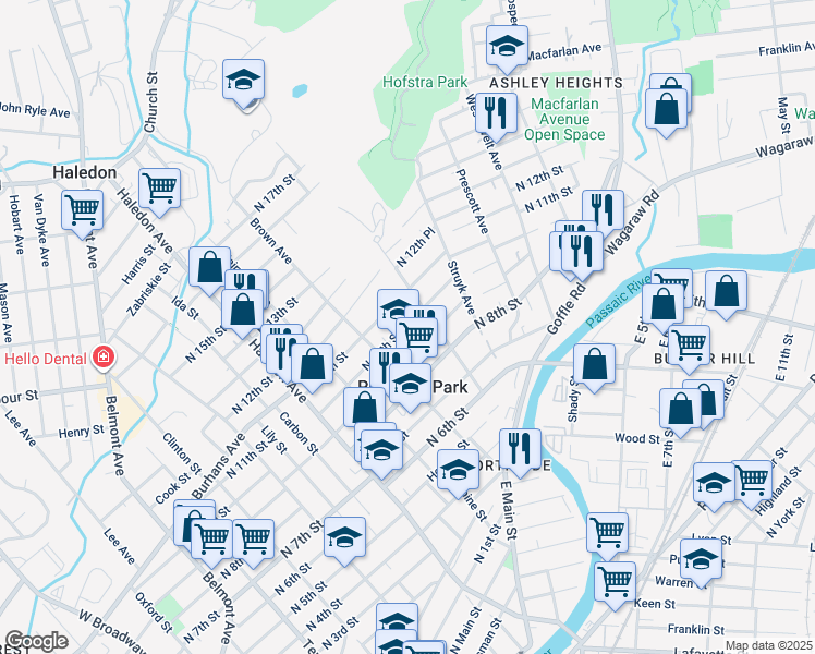 map of restaurants, bars, coffee shops, grocery stores, and more near 329 North 9th Street in Prospect Park