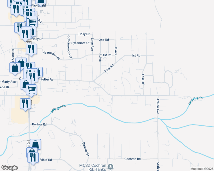 map of restaurants, bars, coffee shops, grocery stores, and more near 1664 Childrens Avenue in McKinleyville