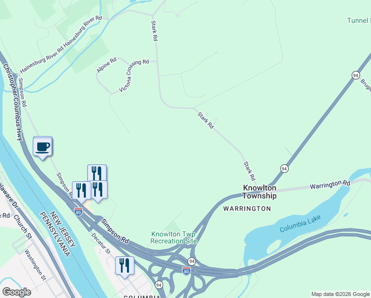map of restaurants, bars, coffee shops, grocery stores, and more near 23 Stark Road in Knowlton Township
