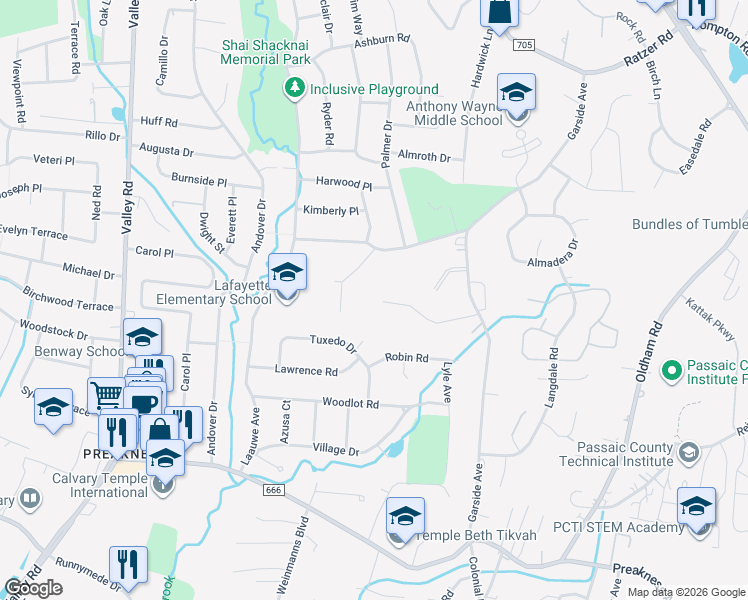 map of restaurants, bars, coffee shops, grocery stores, and more near 41 Ratcliffe Road in Wayne
