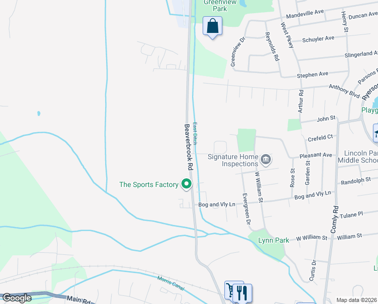 map of restaurants, bars, coffee shops, grocery stores, and more near 254 Beaverbrook Road in Pequannock Township