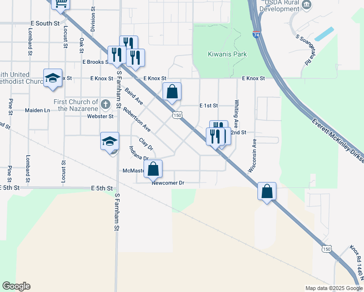 map of restaurants, bars, coffee shops, grocery stores, and more near 1940-1998 Indiana Drive in Galesburg