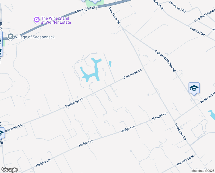 map of restaurants, bars, coffee shops, grocery stores, and more near 79 Parsonage Lane in Sagaponack