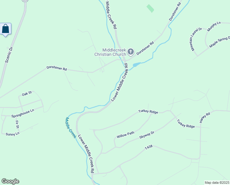 map of restaurants, bars, coffee shops, grocery stores, and more near 597 Lower Middle Creek Road in Kunkletown