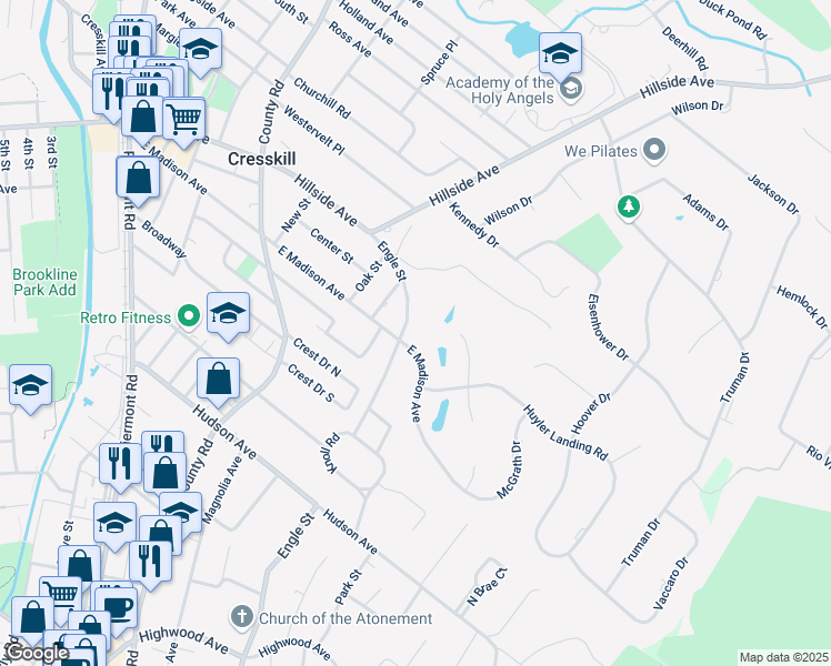 map of restaurants, bars, coffee shops, grocery stores, and more near 78 Engle Street in Cresskill