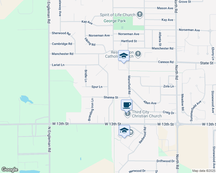 map of restaurants, bars, coffee shops, grocery stores, and more near 2132 Lariat Lane in Grand Island