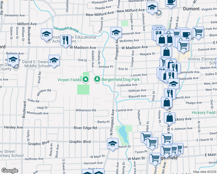 map of restaurants, bars, coffee shops, grocery stores, and more near 5 Gallagher Court in Bergenfield