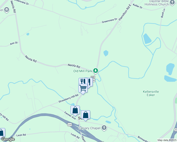 map of restaurants, bars, coffee shops, grocery stores, and more near 5119 Neola Road in Stroudsburg