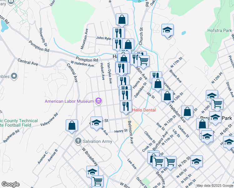 map of restaurants, bars, coffee shops, grocery stores, and more near 404 Morrissee Avenue in Haledon