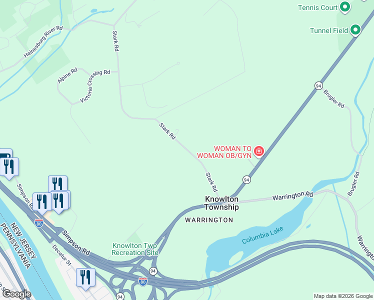 map of restaurants, bars, coffee shops, grocery stores, and more near 21 Stark Road in Knowlton Township