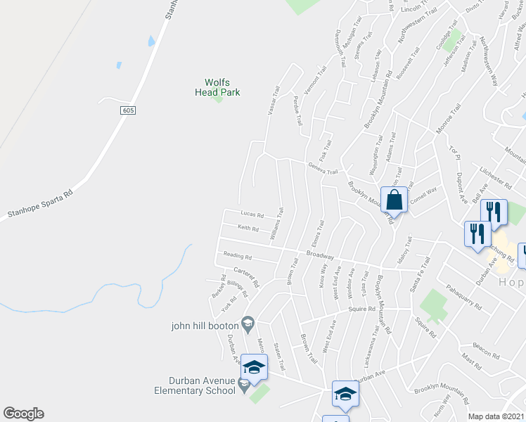 map of restaurants, bars, coffee shops, grocery stores, and more near 7 Lucas Road in Hopatcong