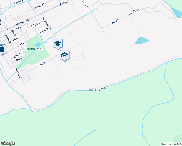 map of restaurants, bars, coffee shops, grocery stores, and more near 1500 Evergreen Avenue in Weatherly