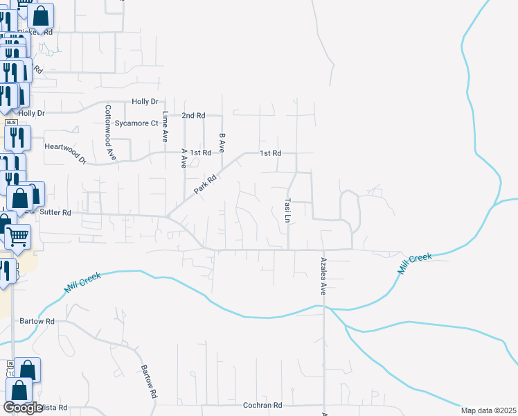 map of restaurants, bars, coffee shops, grocery stores, and more near 2222 Ravenwood Place in McKinleyville