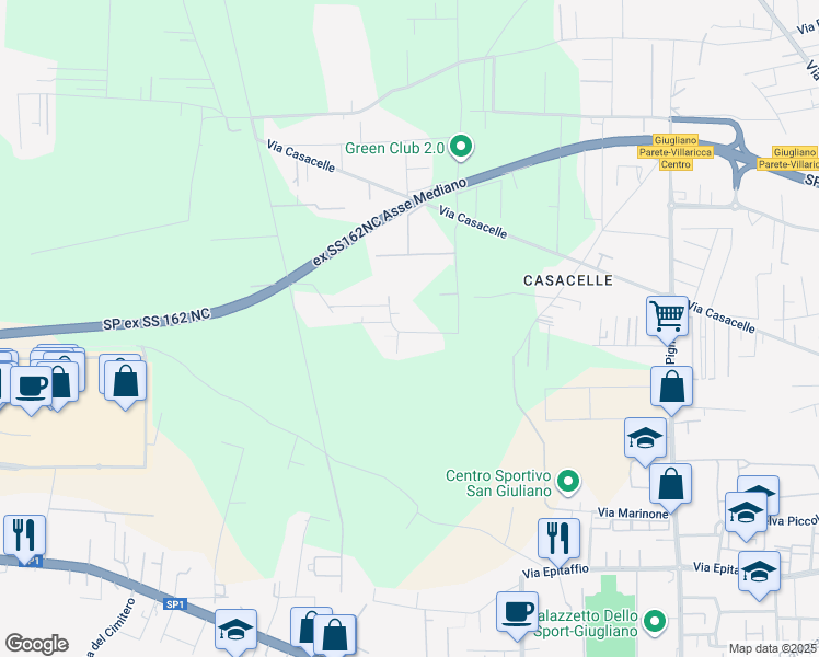 map of restaurants, bars, coffee shops, grocery stores, and more near 179 Via Casacelle in Città Metropolitana di Napoli