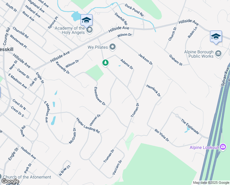 map of restaurants, bars, coffee shops, grocery stores, and more near 191 Hoover Drive in Cresskill