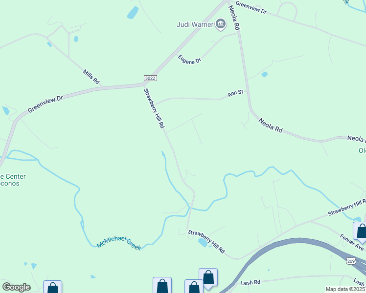 map of restaurants, bars, coffee shops, grocery stores, and more near 408 Strawberry Hill Road in Saylorsburg